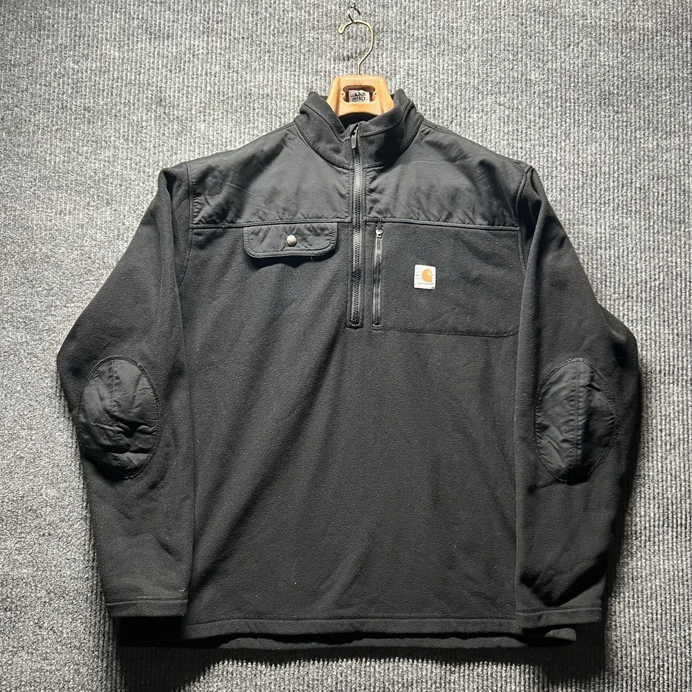 Carhartt Fleece Quarter Zip Jacket Mens XL Black Long Sleeve Pockets‎ Casual